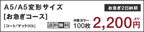 チラシ・フライヤー印刷[A5サイズ] お急ぎコース